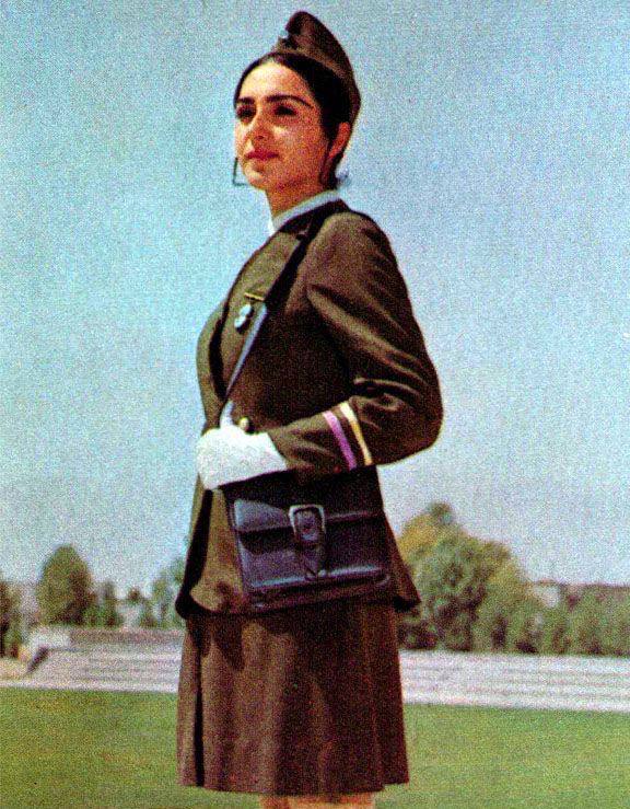 1970年代伊朗王国的一位帝国军官，身穿正式军装，代表了当时巴列维王朝（Pahlavi dynasty）时期的军队形象