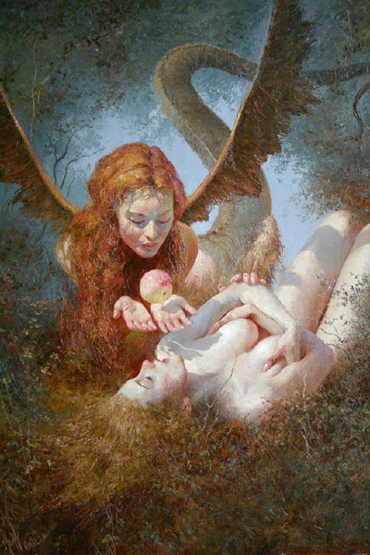#艺术品《Lilith and Eve》(1963)是乌克兰艺术家Yuri Klapouh创作的一幅油画作品