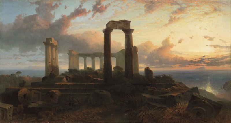 #艺术品 《Temple of Aphaea in Aegina, Greece》 是英国画家 Harry John Johnson（1826-1884）创作的一幅作品
