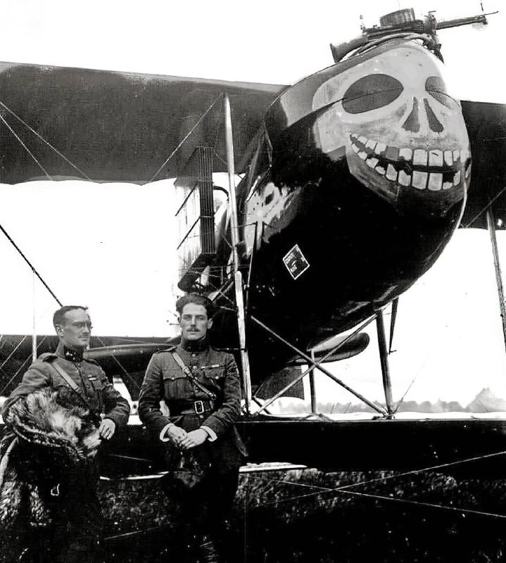 比利時王牌飛行員費爾南雅克 (Fernand Jacques) 和他裝飾獨特的 Farman 40 飛機，1916 年