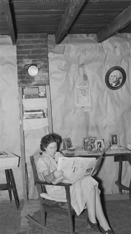1938年，展示了一位来自密苏里州东南部的佃农之女，她住在简陋的小屋里