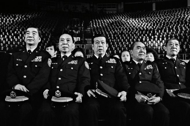 1987年，台湾，国民党大会上的几位国军将领