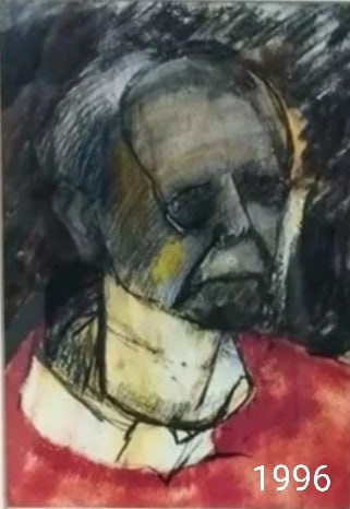 #艺术品 威廉·乌特莫伦(William Utermohlen，（1933-2007），出生德国，长居英国的美国具象艺术家，以其晚期自画像而闻名，这些自画像是在 1995 年诊断出可能患有阿尔茨海默病后完成的