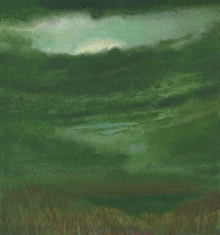 #艺术品《Descending Moon》(下行的月亮)画家：Jane Wilson（简·威尔逊）1991年简·威尔逊（Jane Wilson）是一位与山水画和表现主义相关的美国画家