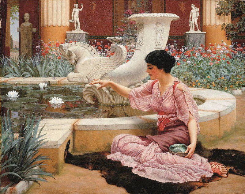 #艺术品 《庞贝花园》（A Pompeian Garden） 是英国画家 约翰·威廉·高德华德（John William Godward） 于 1904年 创作的一幅画作